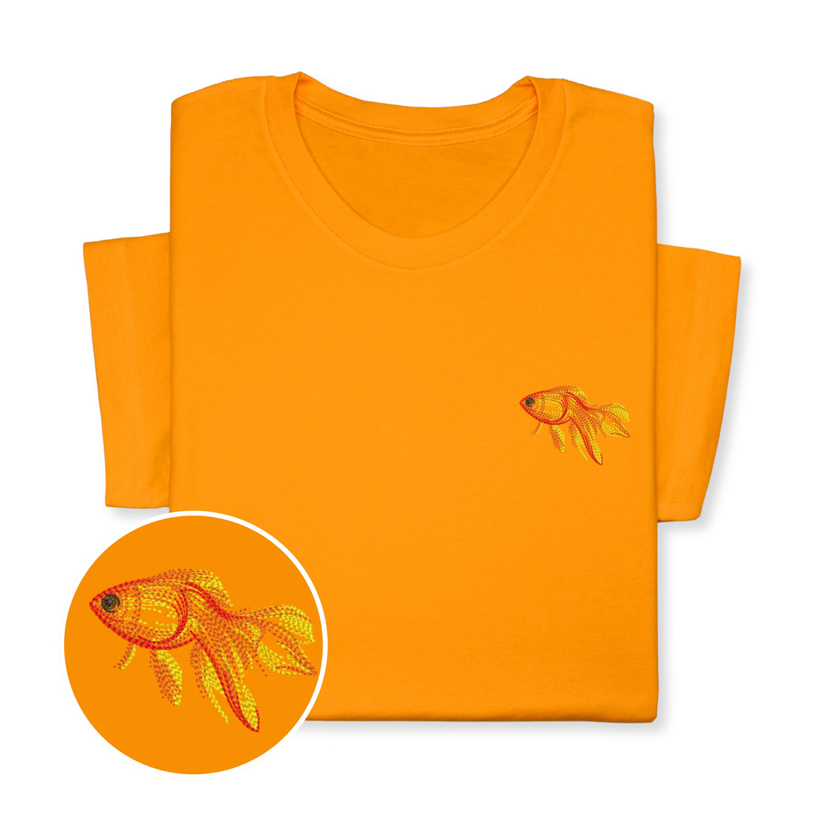 Goldfish Embroidered T-shirt Gift, Custom Embroidered Fish T-Shirt, Embroidered Goldfish Tee, Goldfish T-Shirt Unisex, Aquarist T-Shirt!