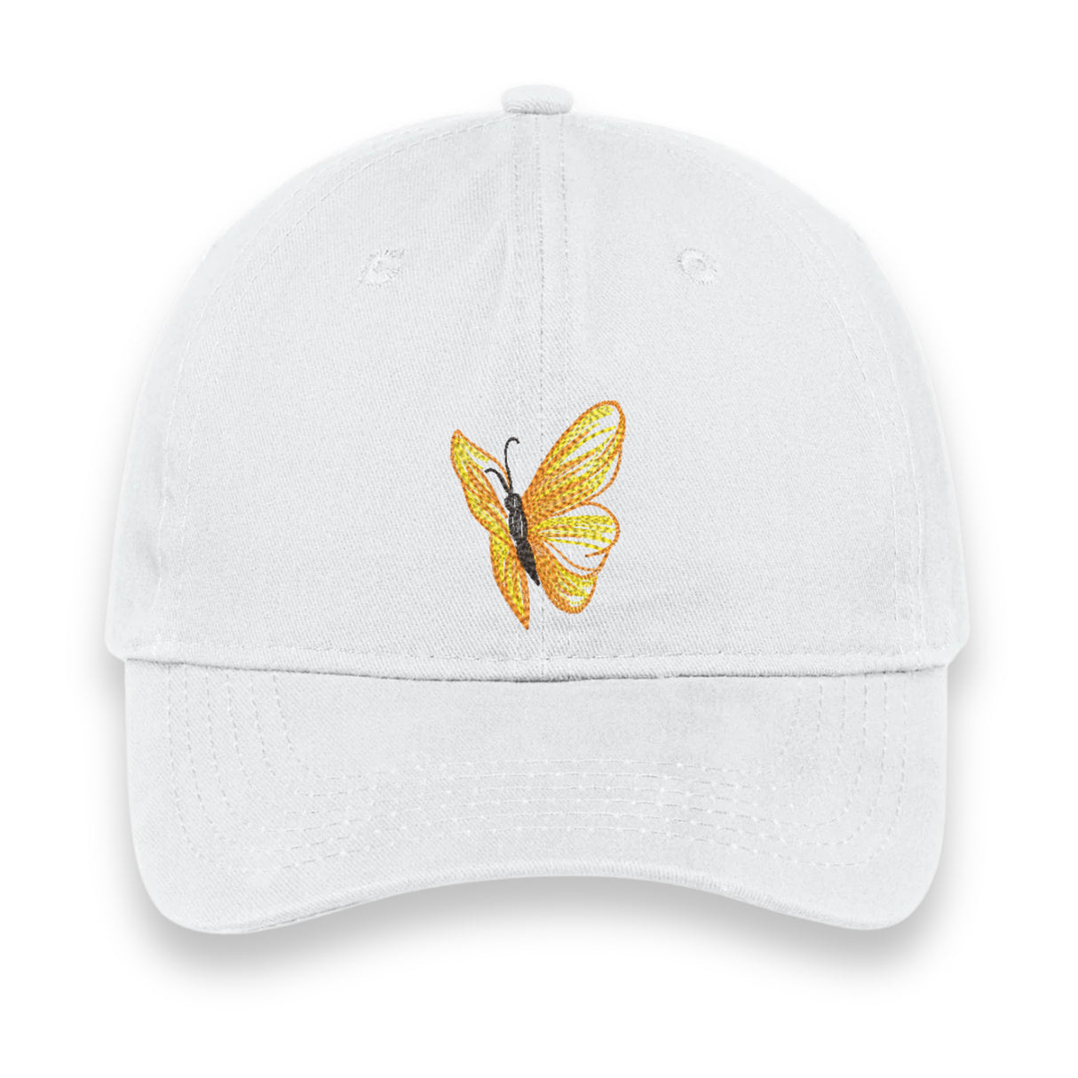 Yellow Butterfly Embroidered Hat, Nature-Inspired Baseball Cap, Cute Gift for Her or Him, Summer Garden Aesthetic Unisex Cap
