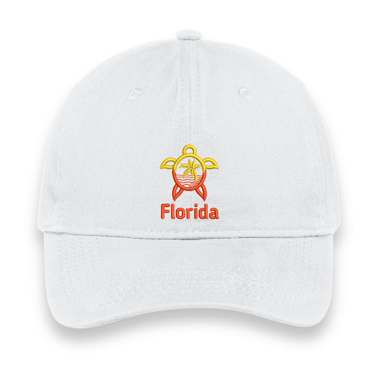 Florida Turtle Embroidered Hat, Sea Life Beach Cap, Unisex Coastal Gift, Vacation Souvenir Baseball Hat, Nature-Inspired Design