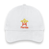 Florida Turtle Embroidered Hat, Sea Life Beach Cap, Unisex Coastal Gift, Vacation Souvenir Baseball Hat, Nature-Inspired Design