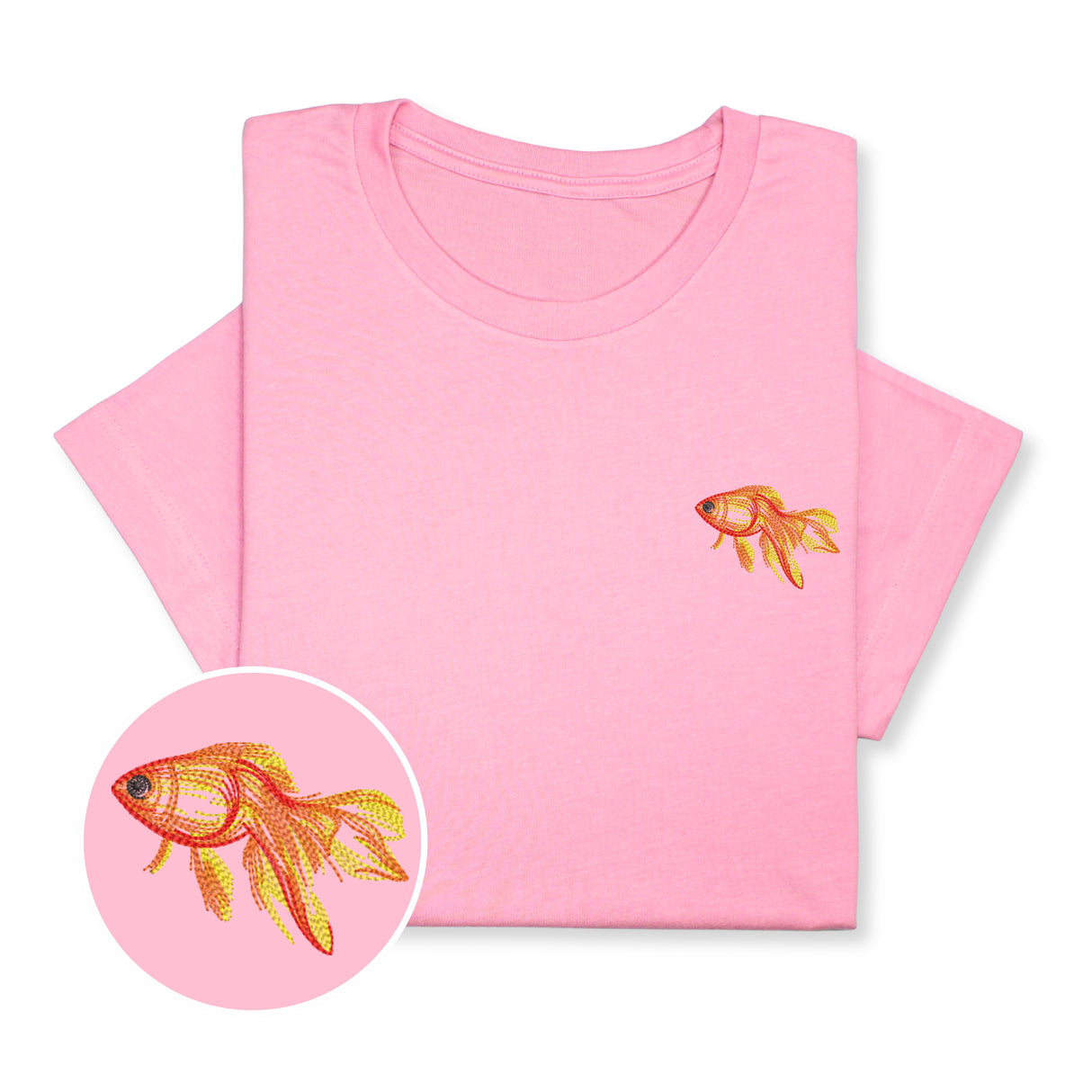 Goldfish Embroidered T-shirt Gift, Custom Embroidered Fish T-Shirt, Embroidered Goldfish Tee, Goldfish T-Shirt Unisex, Aquarist T-Shirt!