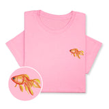 Goldfish Embroidered T-shirt Gift, Custom Embroidered Fish T-Shirt, Embroidered Goldfish Tee, Goldfish T-Shirt Unisex, Aquarist T-Shirt!