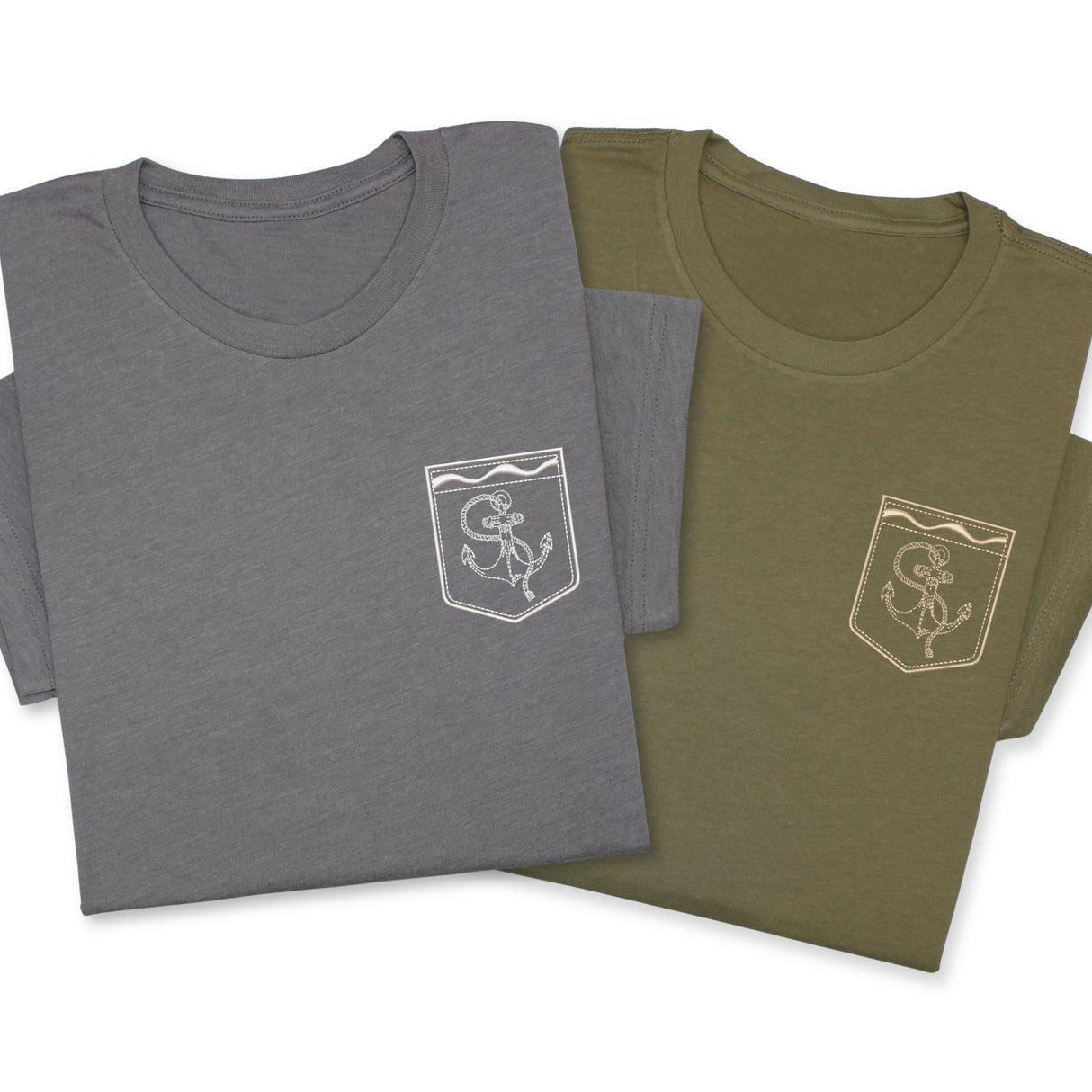 Anchor Faux Pocket Embroidered T-Shirt, Nautical Tattoo Style Shirt, Sea Inspired Tee, Minimalist Maritime Gift