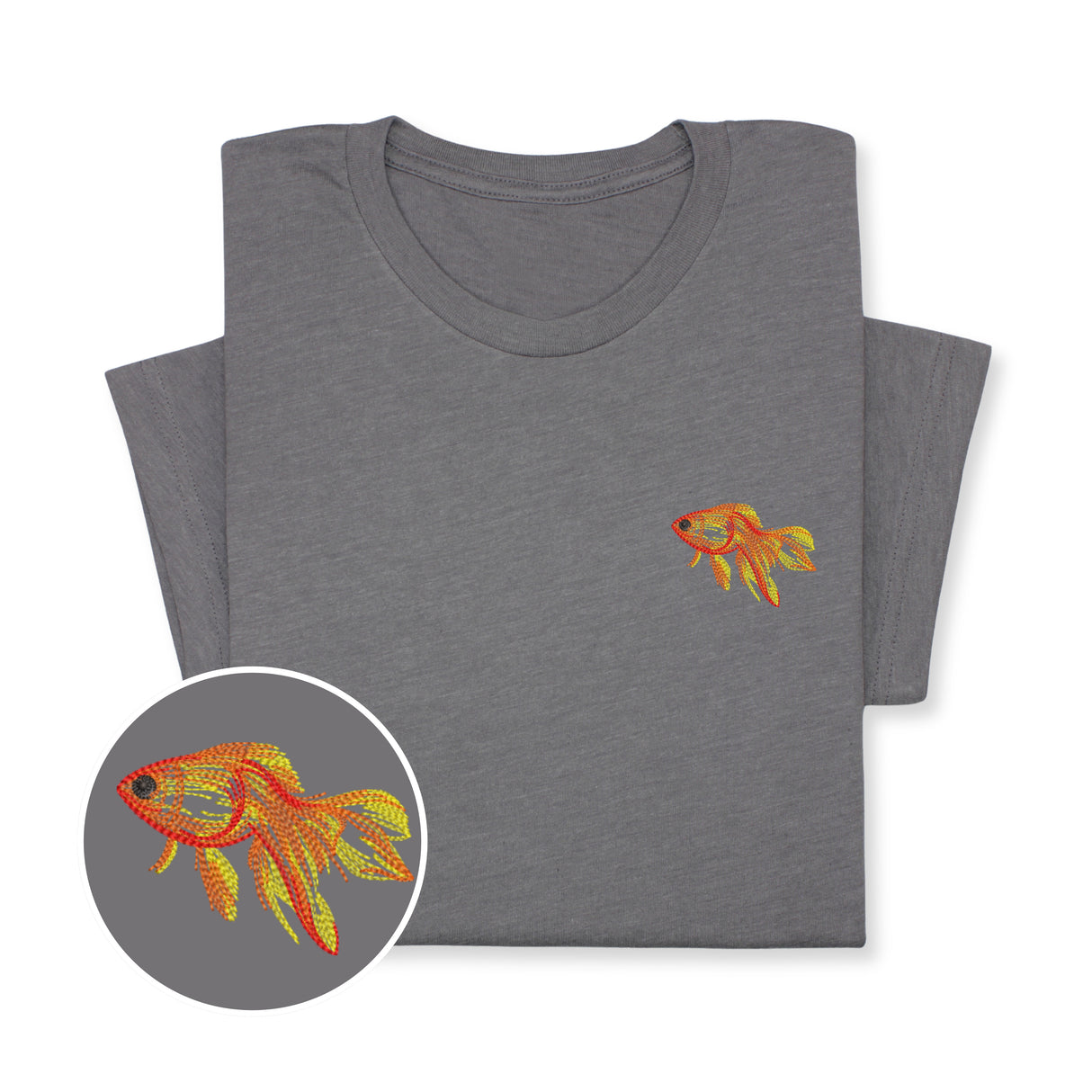 Goldfish Embroidered T-shirt Gift, Custom Embroidered Fish T-Shirt, Embroidered Goldfish Tee, Goldfish T-Shirt Unisex, Aquarist T-Shirt!