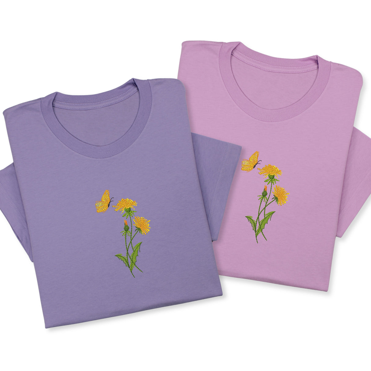 Dandelion & Butterfly Embroidered T-Shirt, Floral Nature Tee, Garden Inspired Shirt, Minimalist Botanical Gift, Soft Cotton Unisex Tee