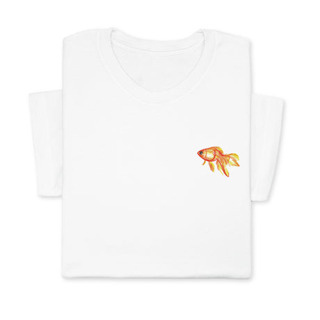 Goldfish Embroidered T-shirt Gift, Custom Embroidered Fish T-Shirt, Embroidered Goldfish Tee, Goldfish T-Shirt Unisex, Aquarist T-Shirt!