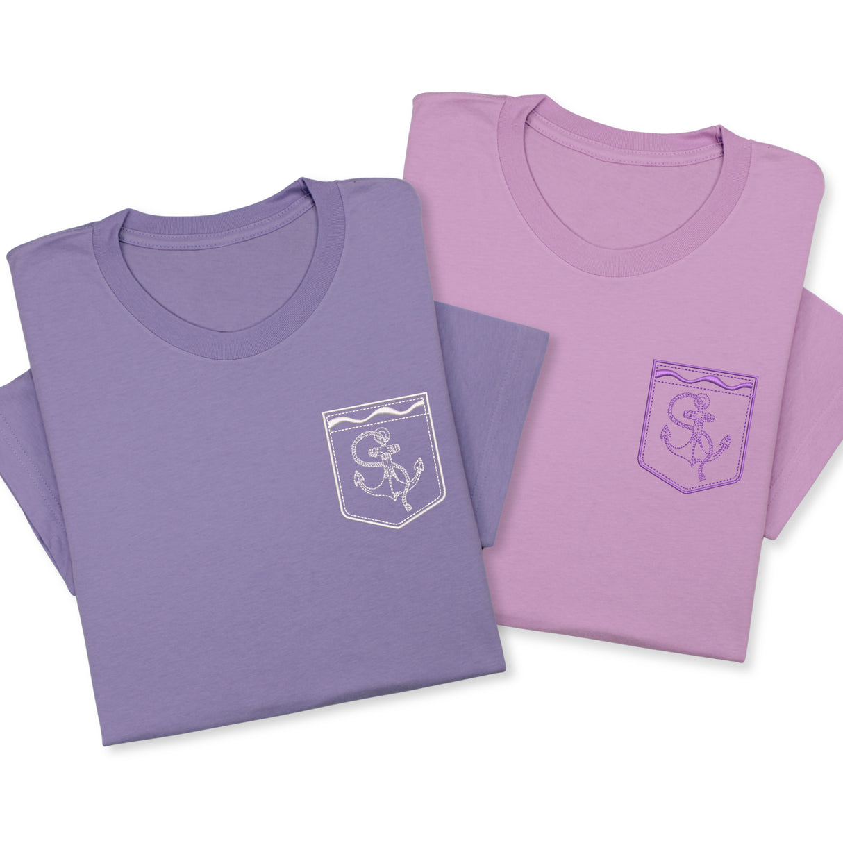 Anchor Faux Pocket Embroidered T-Shirt, Nautical Tattoo Style Shirt, Sea Inspired Tee, Minimalist Maritime Gift