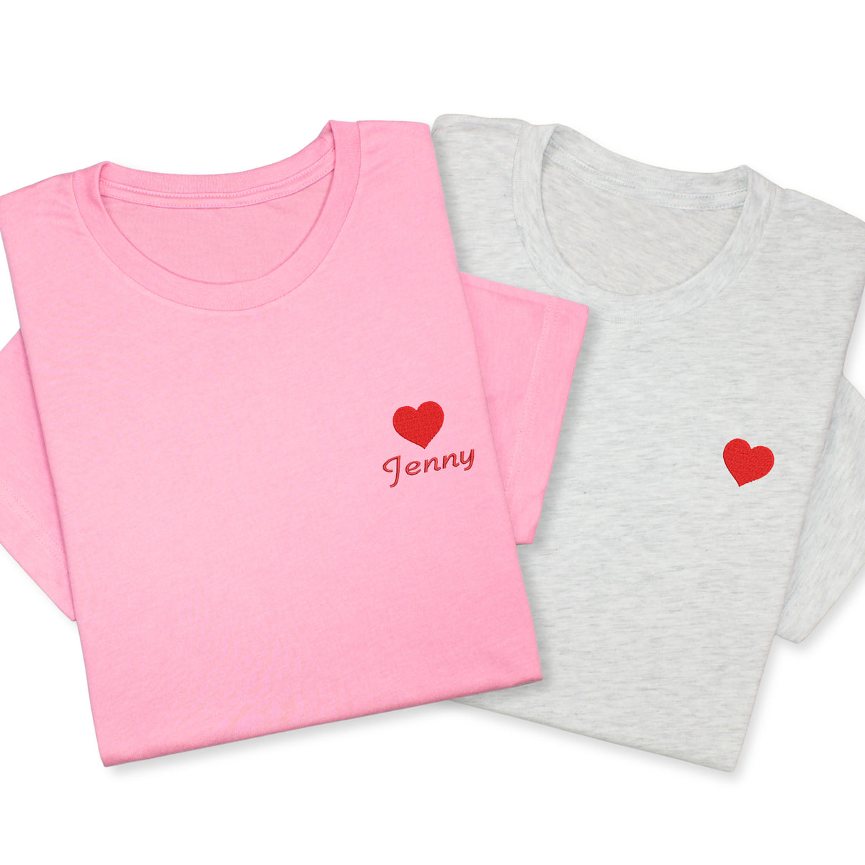 Mini Heart Embroidered T-Shirt with Custom Name, Personalized Valentine Shirt, Love Tee, Cute Gift for Her or Him