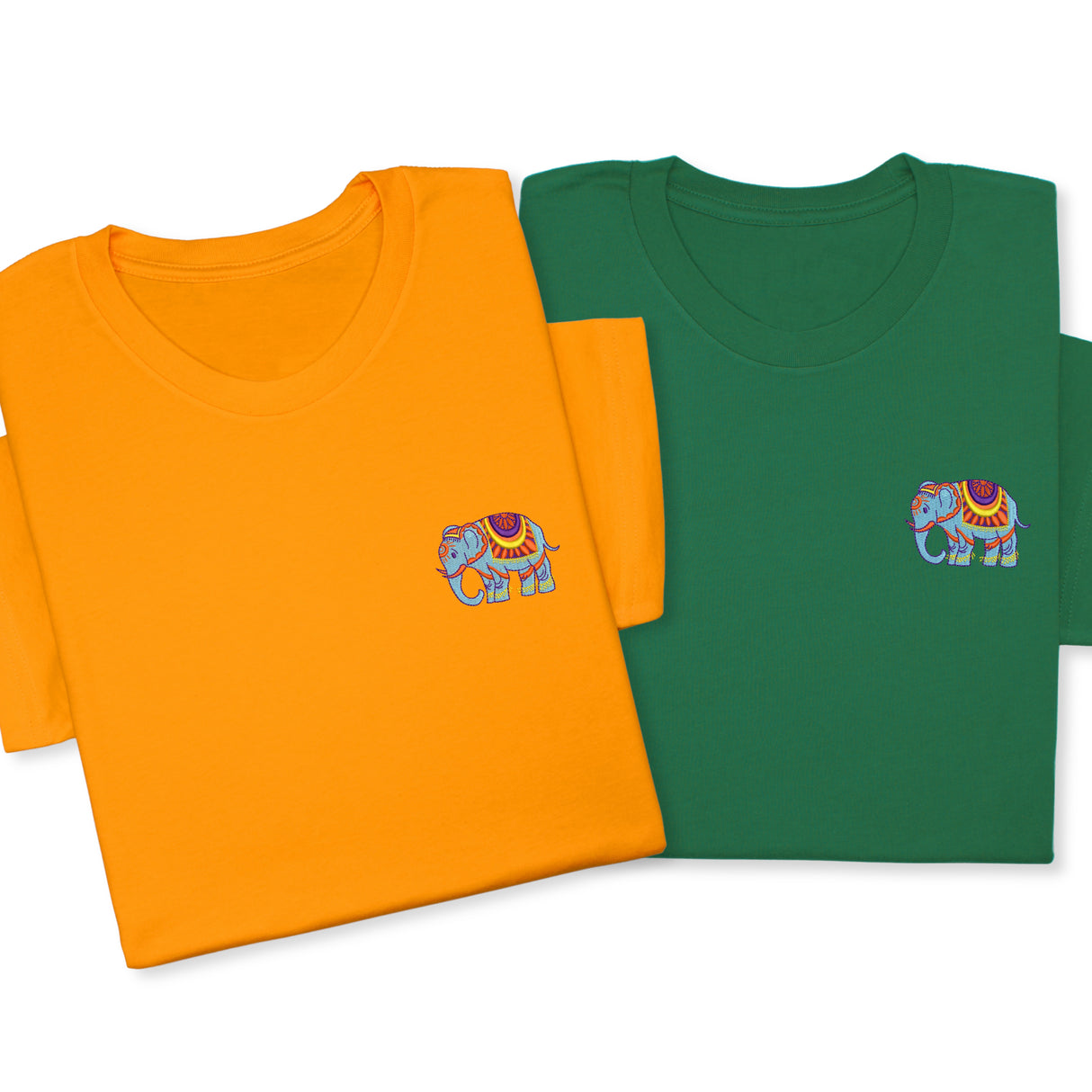 Colorful Elephant Embroidered T-Shirt, Boho Wildlife Design Tee, Whimsical Animal Gift, Artistic Nature  Shirt, Unique Embroidery Look