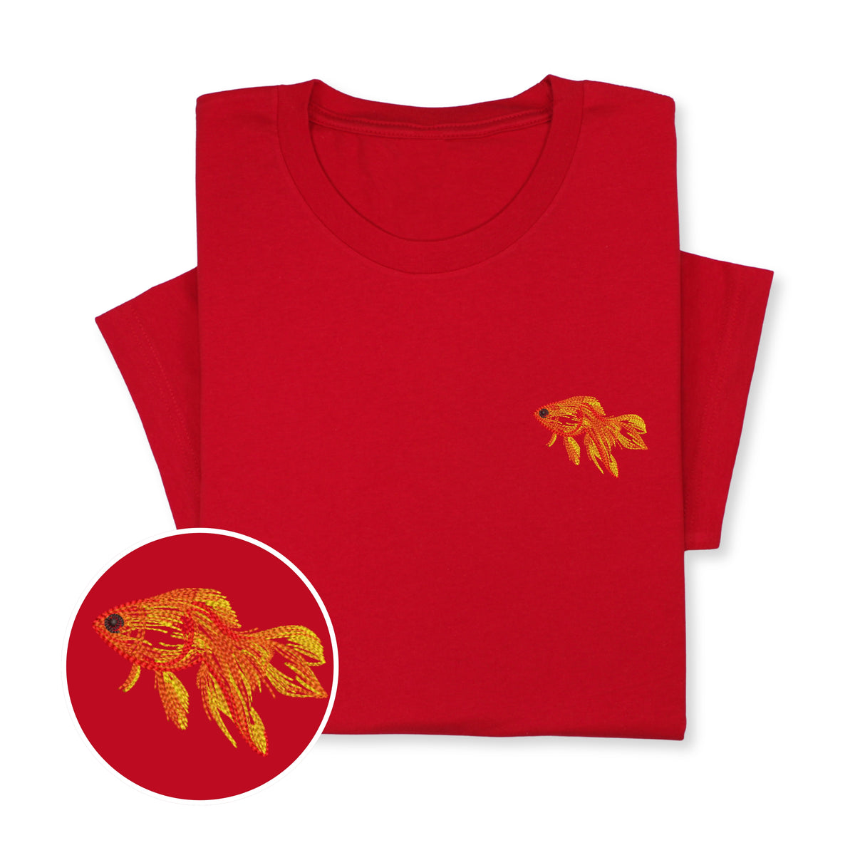 Goldfish Embroidered T-shirt Gift, Custom Embroidered Fish T-Shirt, Embroidered Goldfish Tee, Goldfish T-Shirt Unisex, Aquarist T-Shirt!