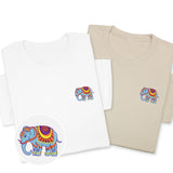 Colorful Elephant Embroidered T-Shirt, Boho Wildlife Design Tee, Whimsical Animal Gift, Artistic Nature  Shirt, Unique Embroidery Look