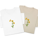 Dandelion & Butterfly Embroidered T-Shirt, Floral Nature Tee, Garden Inspired Shirt, Minimalist Botanical Gift, Soft Cotton Unisex Tee