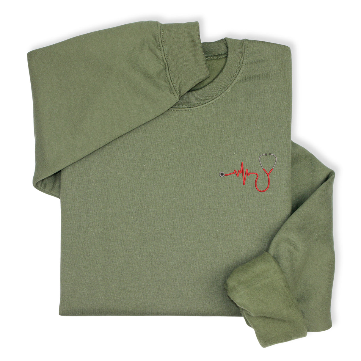Custom Heartbeat Embroidered Hoodie, Sweatshirt & 1/4 Zip – Personalized Nurse Gift, Stethoscope Design, Medical Workwear