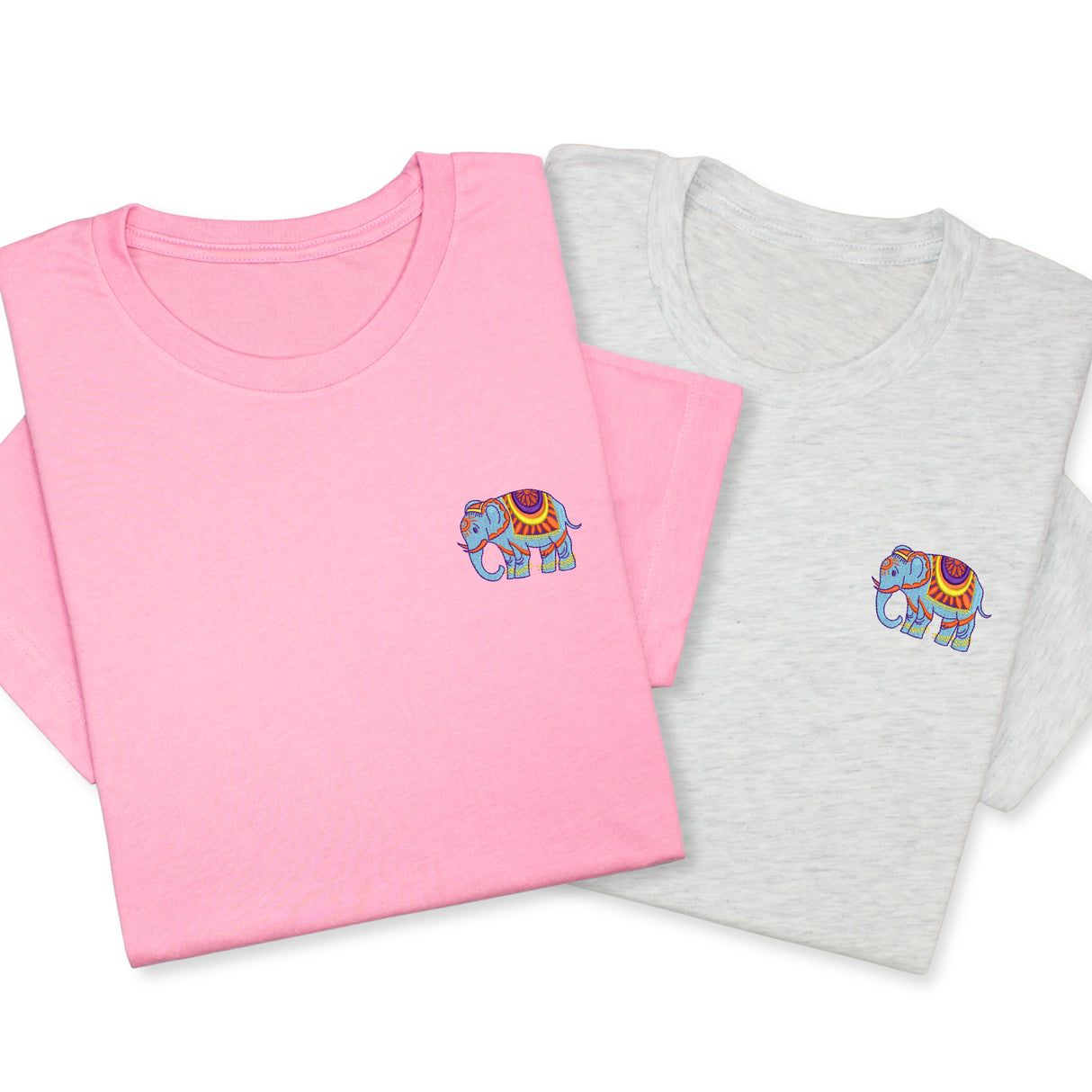 Colorful Elephant Embroidered T-Shirt, Boho Wildlife Design Tee, Whimsical Animal Gift, Artistic Nature  Shirt, Unique Embroidery Look