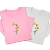 Dandelion & Butterfly Embroidered T-Shirt, Floral Nature Tee, Garden Inspired Shirt, Minimalist Botanical Gift, Soft Cotton Unisex Tee