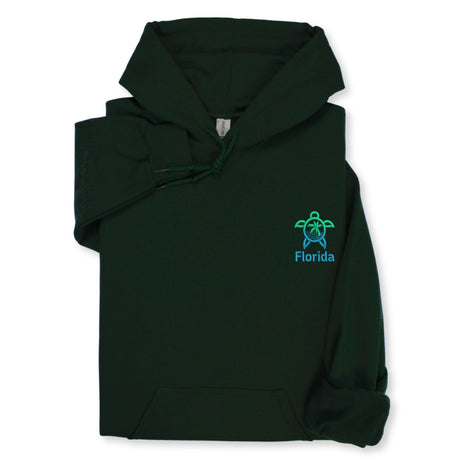 Florida Turtle Embroidered Hoodie & Sweatshirt, Sea Turtle Embroidery Pullover, Coastal Vacation Gift, Unisex Florida Beach Apparel