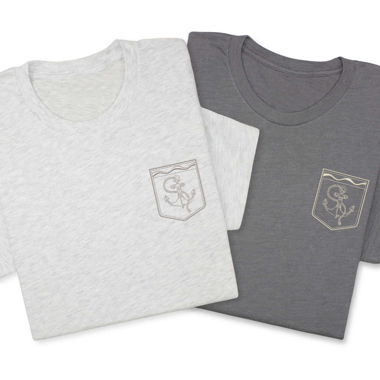 Anchor Faux Pocket Embroidered T-Shirt, Nautical Tattoo Style Shirt, Sea Inspired Tee, Minimalist Maritime Gift