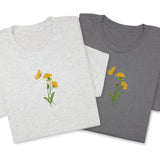 Dandelion & Butterfly Embroidered T-Shirt, Floral Nature Tee, Garden Inspired Shirt, Minimalist Botanical Gift, Soft Cotton Unisex Tee