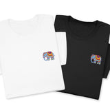 Colorful Elephant Embroidered T-Shirt, Boho Wildlife Design Tee, Whimsical Animal Gift, Artistic Nature  Shirt, Unique Embroidery Look