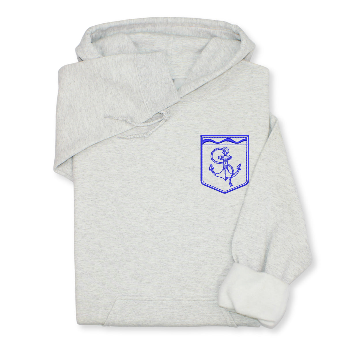 Anchor Embroidered Hoodie & Sweatshirt with Faux Pocket, Nautical Embroidery Pullover, Coastal Unisex Gift for Ocean & Sea Lovers