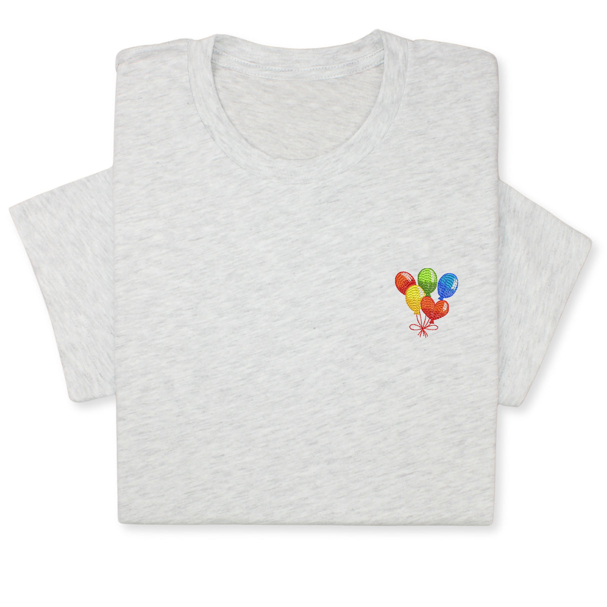 Rainbow Balloons Embroidered T-Shirt, Whimsical Party Tee, Colorful Festive Gift, Birthday Celebration Shirt, Fun Embroidery for All Ages