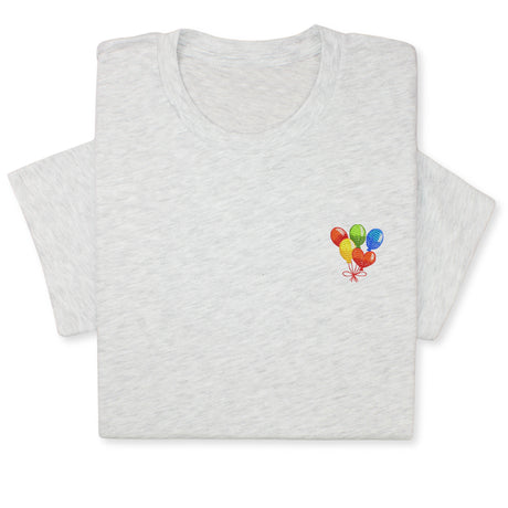 Rainbow Balloons Embroidered T-Shirt, Whimsical Party Tee, Colorful Festive Gift, Birthday Celebration Shirt, Fun Embroidery for All Ages