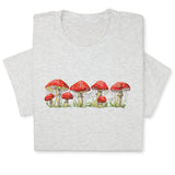 Red Mushrooms Embroidered T-Shirt, Whimsical Amanita Design, Unique Nature-Inspired Tee, Perfect Gift for Mushroom Lovers!