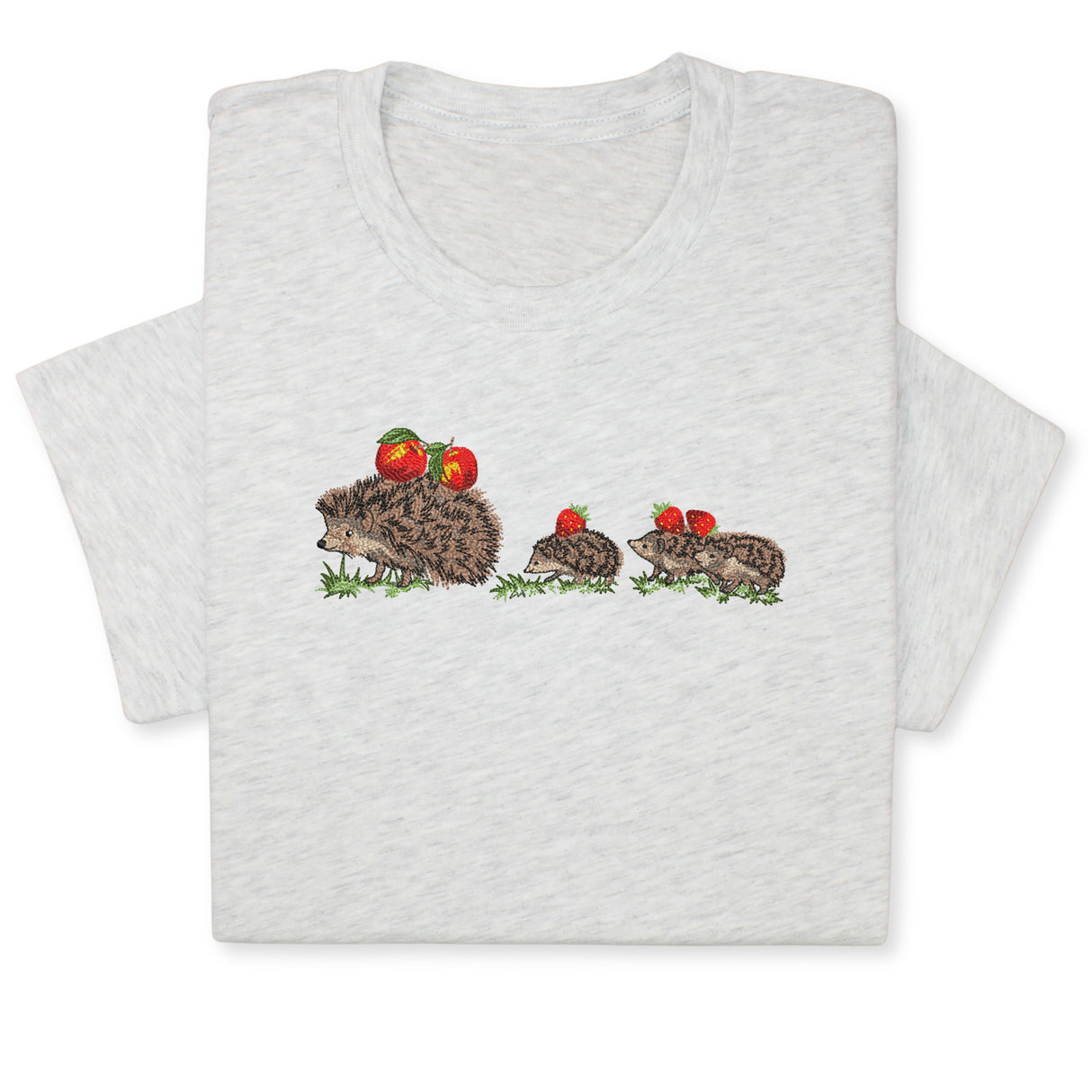 Embroidered Hedgehog Family T-Shirt, Cute Animal Nature Lover Gift