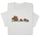 Embroidered Hedgehog Family T-Shirt, Cute Animal Nature Lover Gift