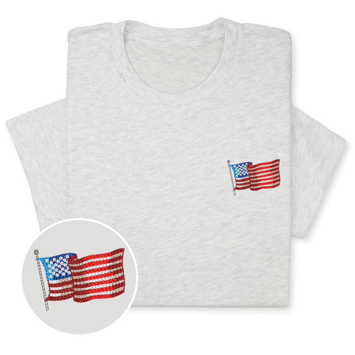 USA Flag Embroidered Tee, Patriotic American T-Shirt for Independence Day, 4th July Gift