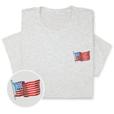 USA Flag Embroidered Tee, Patriotic American T-Shirt for Independence Day, 4th July Gift