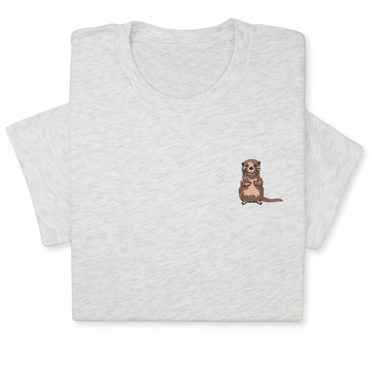 Otter Embroidered T-Shirt, Cute Animal Design Tee, Playful Wildlife Gift, Cozy Nature Inspired Shirt Whimsical Embroidery for Animal Lovers