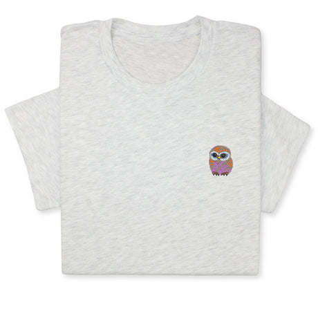 Cute Owl Embroidered T-Shirt, Whimsical Bird Lover Gift, Small Animal Embroidery Tee, Cozy Nature-Inspired Shirt