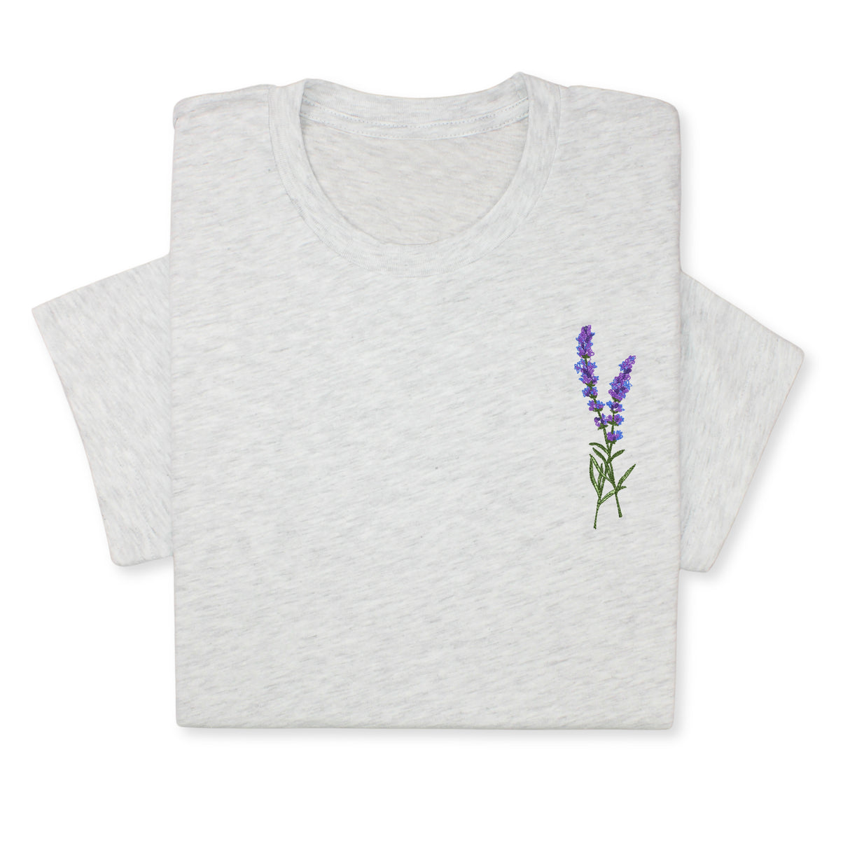Lavender Embroidered T-Shirt, Minimalist Botanical Shirt, Floral Gift for Her, Nature Inspired Tee, Delicate Flower Embroidery