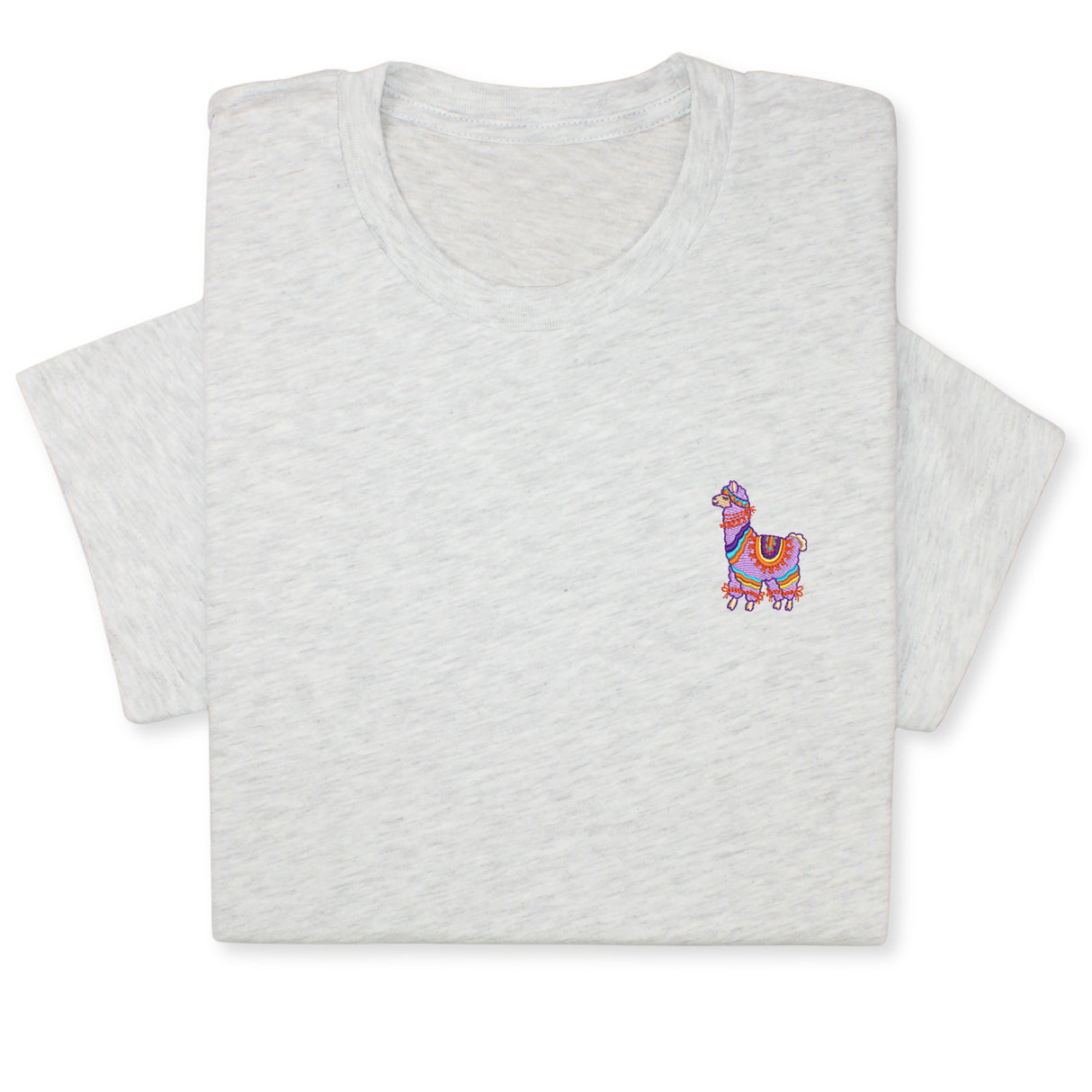 Colorful Llama Embroidered T-Shirt, Cute Alpaca Graphic Tee, Boho Animal Shirt, Fun Andean Wildlife Gift for Her & Him, Festival Style Top
