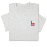 Colorful Llama Embroidered T-Shirt, Cute Alpaca Graphic Tee, Boho Animal Shirt, Fun Andean Wildlife Gift for Her & Him, Festival Style Top
