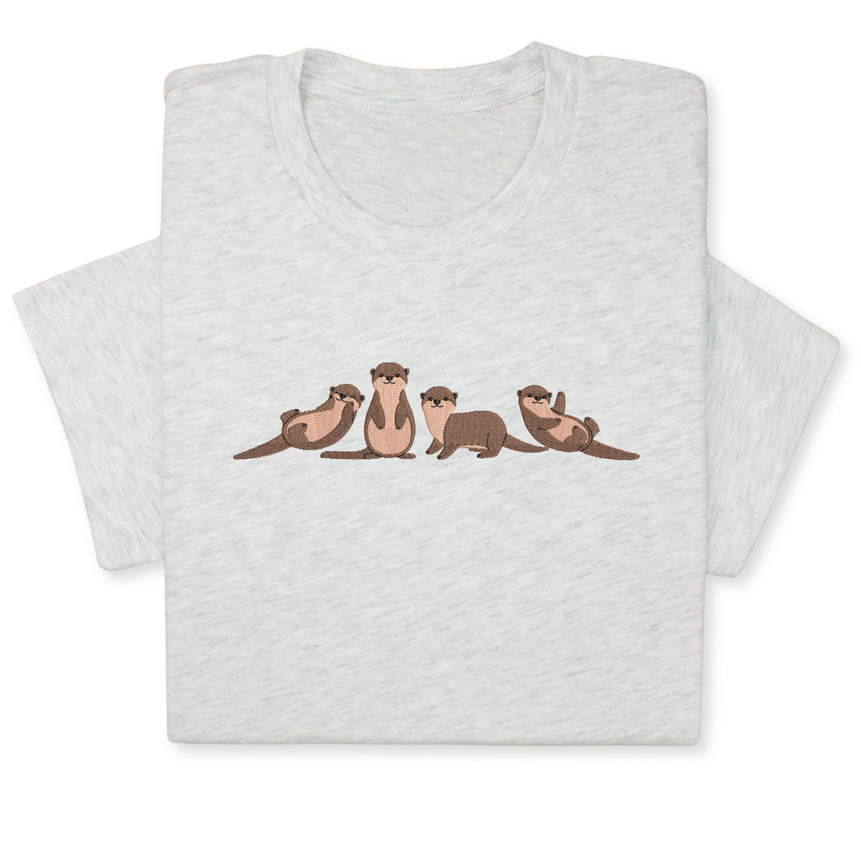 Otters Embroidered T-Shirt, Cute Otters Shirt for Animal Lovers, Playful Wildlife Tee, Nature Inspired Embroidery Gift, Unisex Otter Lover