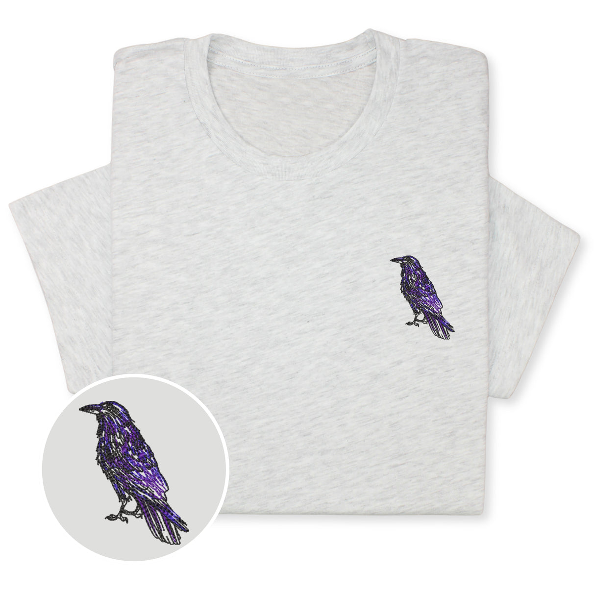 Raven Embroidered T-Shirt | Unisex Crewneck Tee | Nature-Inspired Bird Design | Unique Black Raven Gift for Bird Enthusiasts!