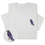 Raven Embroidered T-Shirt | Unisex Crewneck Tee | Nature-Inspired Bird Design | Unique Black Raven Gift for Bird Enthusiasts!