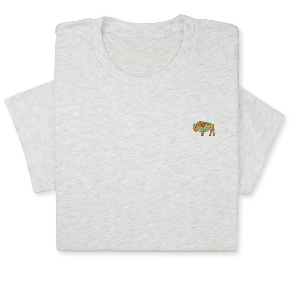 Colorful Bison Embroidered T-Shirt, Boho Western Buffalo Tee, Native American Style Shirt, Cowgirl Gift, Tribal Animal Design