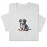 Cute Puppy Embroidered T-Shirt, Colorful Dog Lover Gift, Whimsical Pet Design Tee, Playful Animal Embroidery, Cozy Outfit for Dog