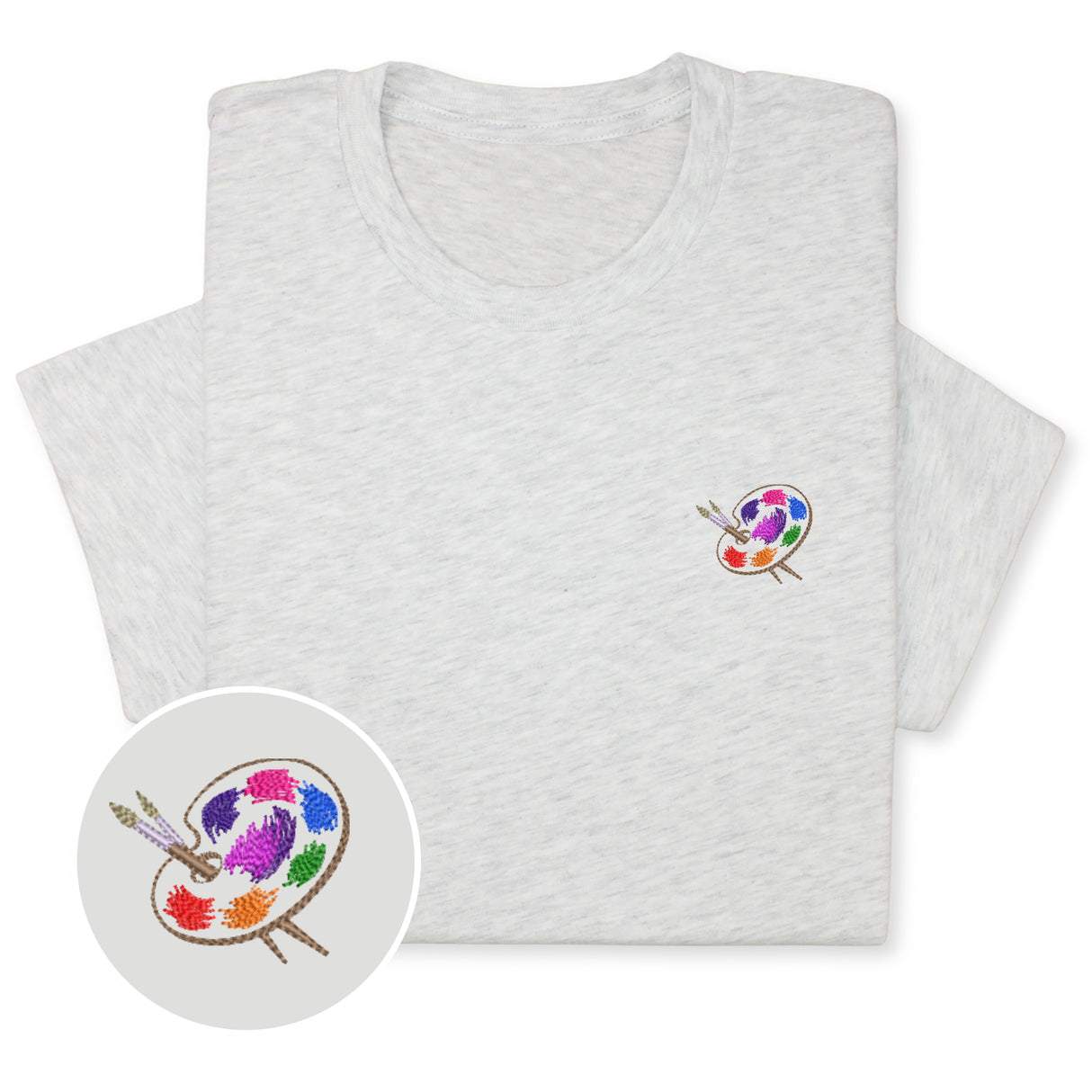 Embroidered Artist Palette T-Shirt, Colorful Creative Tee Gift Unisex