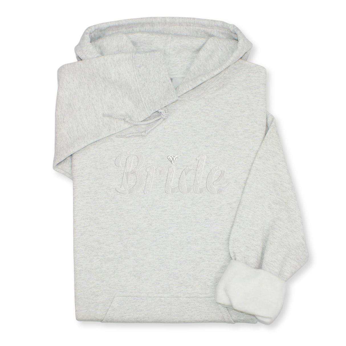 Bride Hoodie & Sweatshirt with Silver Thread Embroidery – Elegant Bridal Pullover, Diamond Detail, Bachelorette Gift, Wedding Morning Outfit