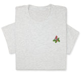 Christmas Bird Embroidered T-Shirt, Festive Robin Tee with Santa Hat, Cute Holiday Nature Shirt, Cozy Minimalist Xmas Gift for Bird Lovers