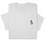 Puffin Embroidered T-Shirt, Cute Seabird Gift for Nature Lover, Minimalist Bird Design, Coastal Wildlife Tee, Nautical Aesthetic Outfit