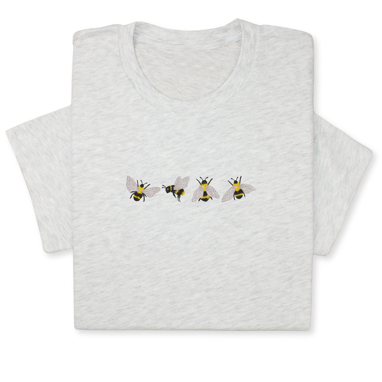 4 Bees Embroidered T-Shirt – Minimalist Insect Shirt, Cute Nature Tee, Bumblebee Lover Gift, Unisex Garden Shirt for Bee Fans & Nature Lovers