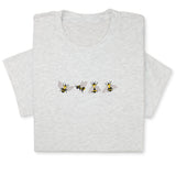 4 Bees Embroidered T-Shirt – Minimalist Insect Shirt, Cute Nature Tee, Bumblebee Lover Gift, Unisex Garden Shirt for Bee Fans & Nature Lovers