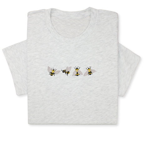 4 Bees Embroidered T-Shirt – Minimalist Insect Shirt, Cute Nature Tee, Bumblebee Lover Gift, Unisex Garden Shirt for Bee Fans & Nature Lovers