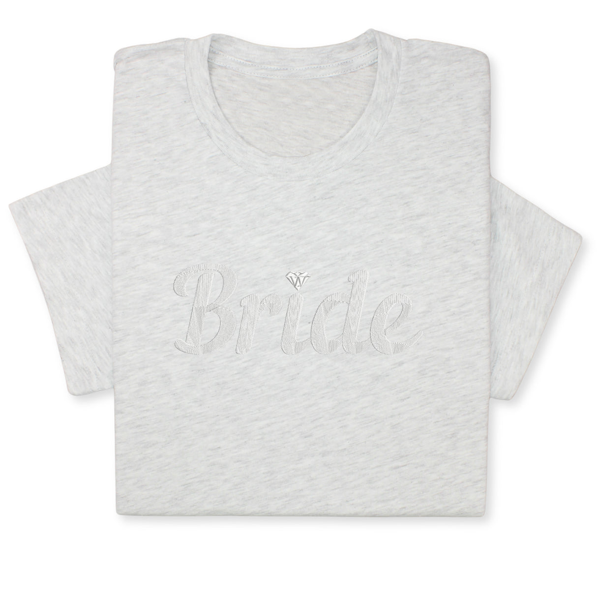 Bride T-Shirt with Silver Embroidery – Elegant Bridal Tee, Diamond Detail, Wedding Morning Shirt, Bachelorette Party Gift, Bride-to-Be Outfit