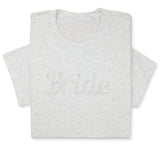 Bride T-Shirt with Silver Embroidery – Elegant Bridal Tee, Diamond Detail, Wedding Morning Shirt, Bachelorette Party Gift, Bride-to-Be Outfit